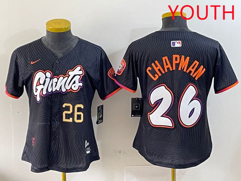 Youth San Francisco Giants 26 Chapman Black Joint Name Nike 2025 MLB Jersey style 2